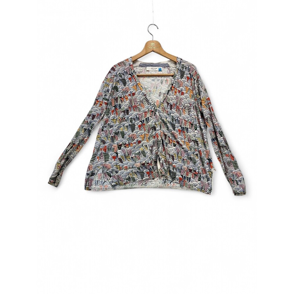 Sparrow Printed Cotton-Linen-Tencel Button-Down Top XS‎